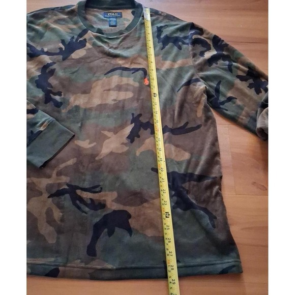 Mens Polo Ralph Lauren Velour Camo Sleepwear Pajama Lounge Night Clothes Shirt - Picture 4 of 6